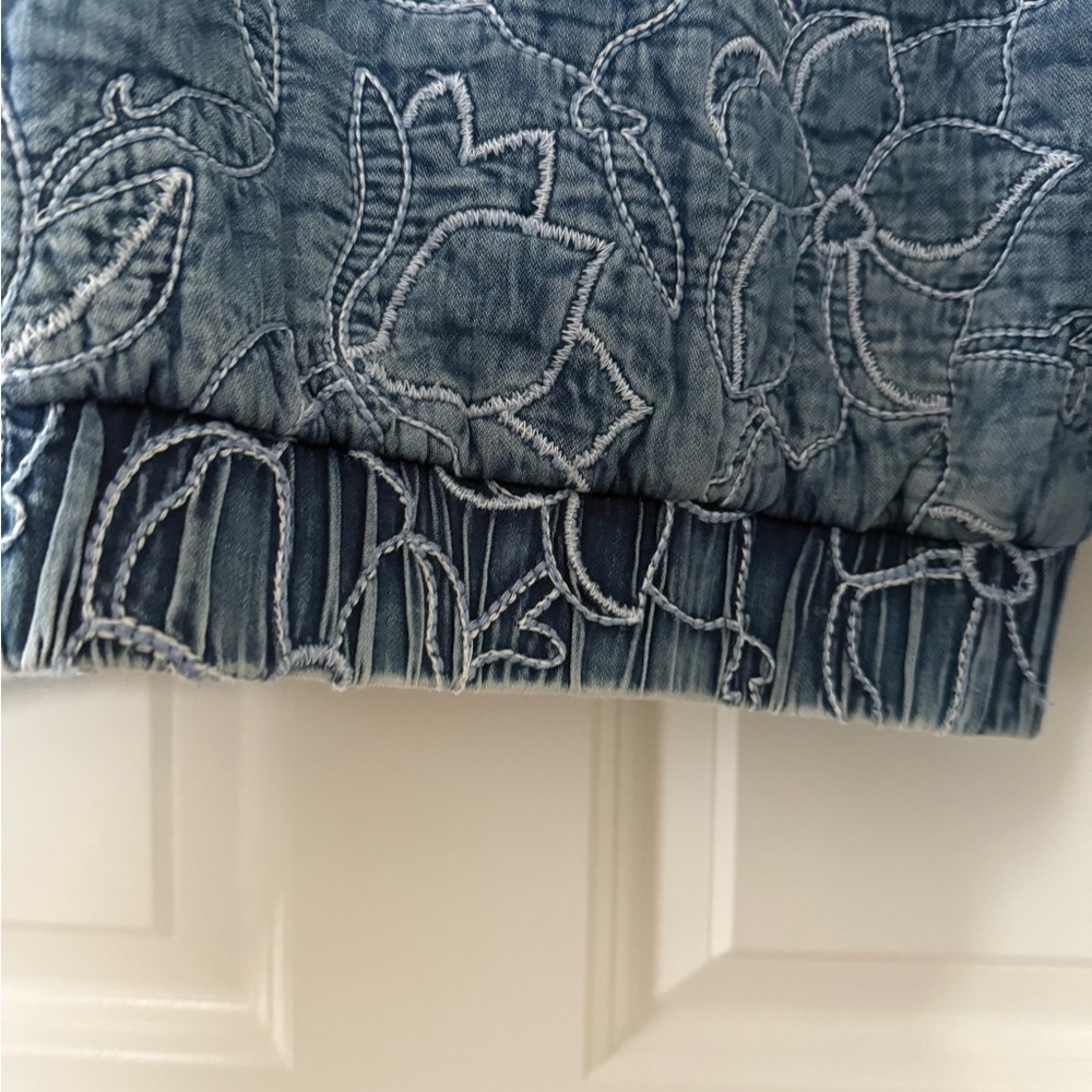 Elan quilted bomber jacket denim blue cotton size M - Picture 11 of 14